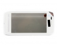 Тач скрин (touch screen) Nokia 603 в сборе с передней панелью + динамик (белый)