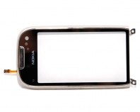 Тач скрин (touch screen) Nokia C7 в рамке (серебро)