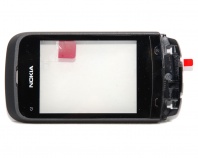 Тач скрин (touch screen) Nokia C2-02/C2-03/C2-06 черный в рамке