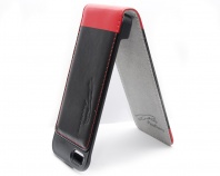 Сумка книжка - вертикальная iPhone 5G черная с красным Pantera