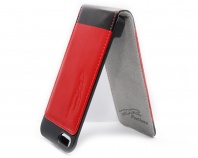 Сумка книжка - вертикальная iPhone 5G красная с черным Pantera