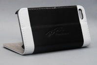 Сумка книжка - горизонтальная iPhone 5G черная с белым Pantera