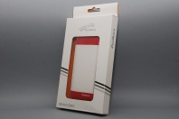 Сумка книжка - вертикальная iPhone 5G белая с красным Pantera