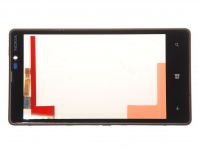 Тач скрин (touch screen) Nokia N820 в сборе с передней панелью (черный)