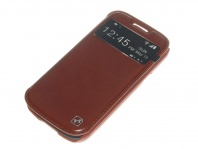 Сумка книжка Samsung i9190 S4 mini Hoco из натуральной кожи коричневая