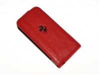 Ferrari Flap Case for iPhone 5G/5S Grain Leather - Red (3700740306550)