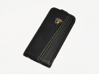 Кожаный чехол книжка Lamborghini для iPhone 5G/5S - black (6955250265980)