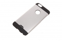 Силиконовый чехол HOTGO для iPone 6i с металлической накладкой серебро