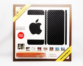 Карбоновая наклейка для iPhone 4 (черный)