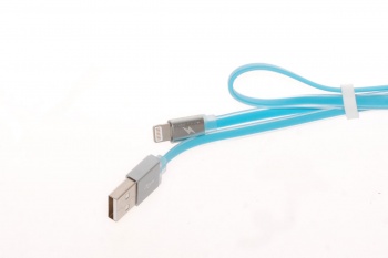 USB дата-кабель Remax для iPhone 5C/5G/5S (плоский голубой)