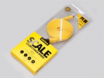 USB дата-кабель Remax для iPhone 5C/5G/5S (плоский желтый) SCALE